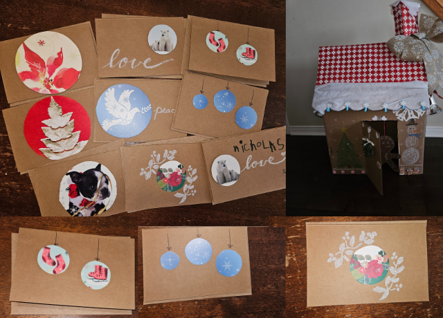 cards made from recycled materials such as old christmas cards and wrapping paper