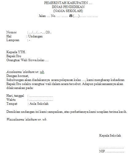 Contoh Surat Undangan Perpisahan Untuk Wali Murid Contoh Seputar Surat