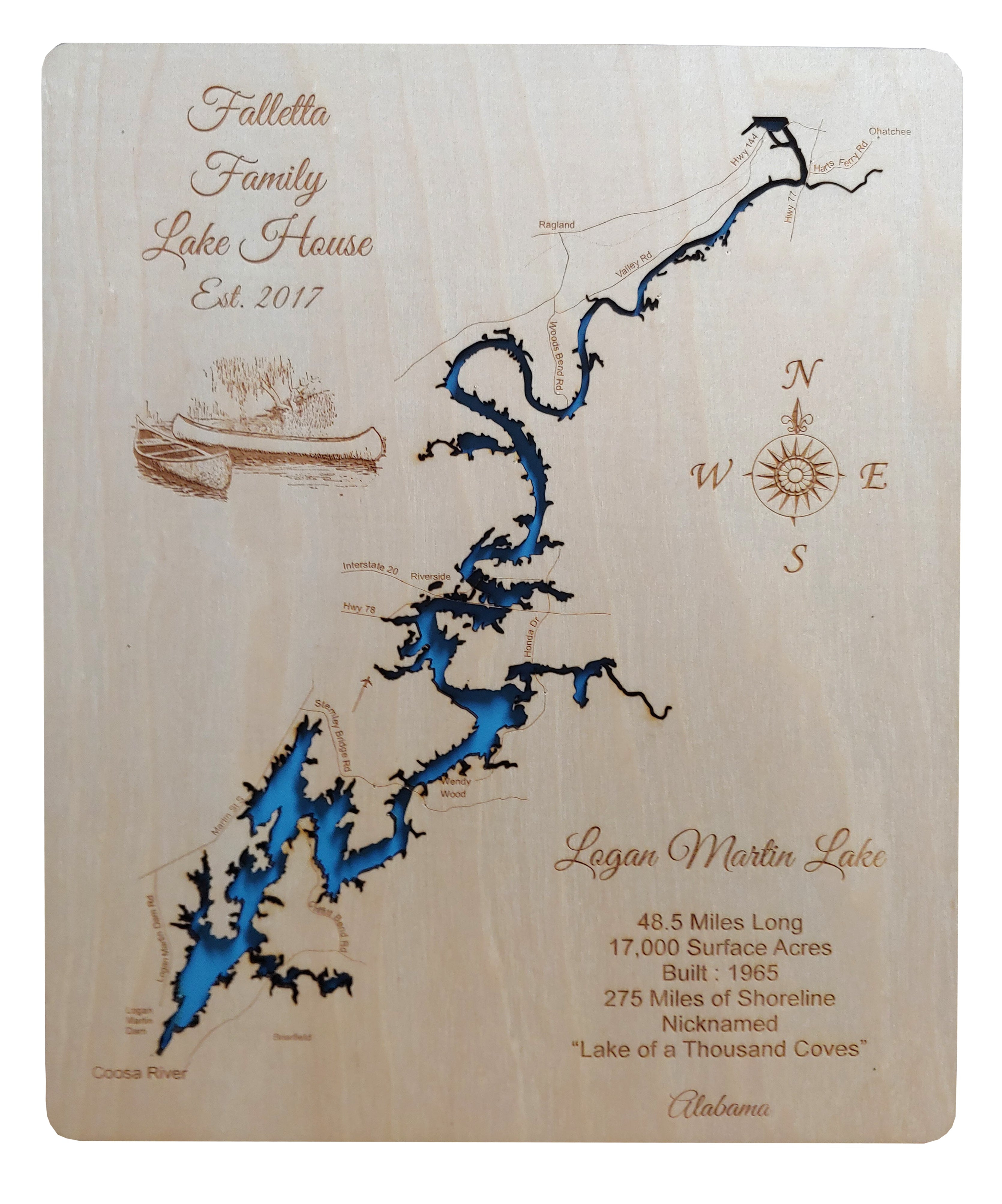 He and his wife kimberly welcomed their son noah on may. Logan Martin Lake Alabama Laser Cut Wood Map