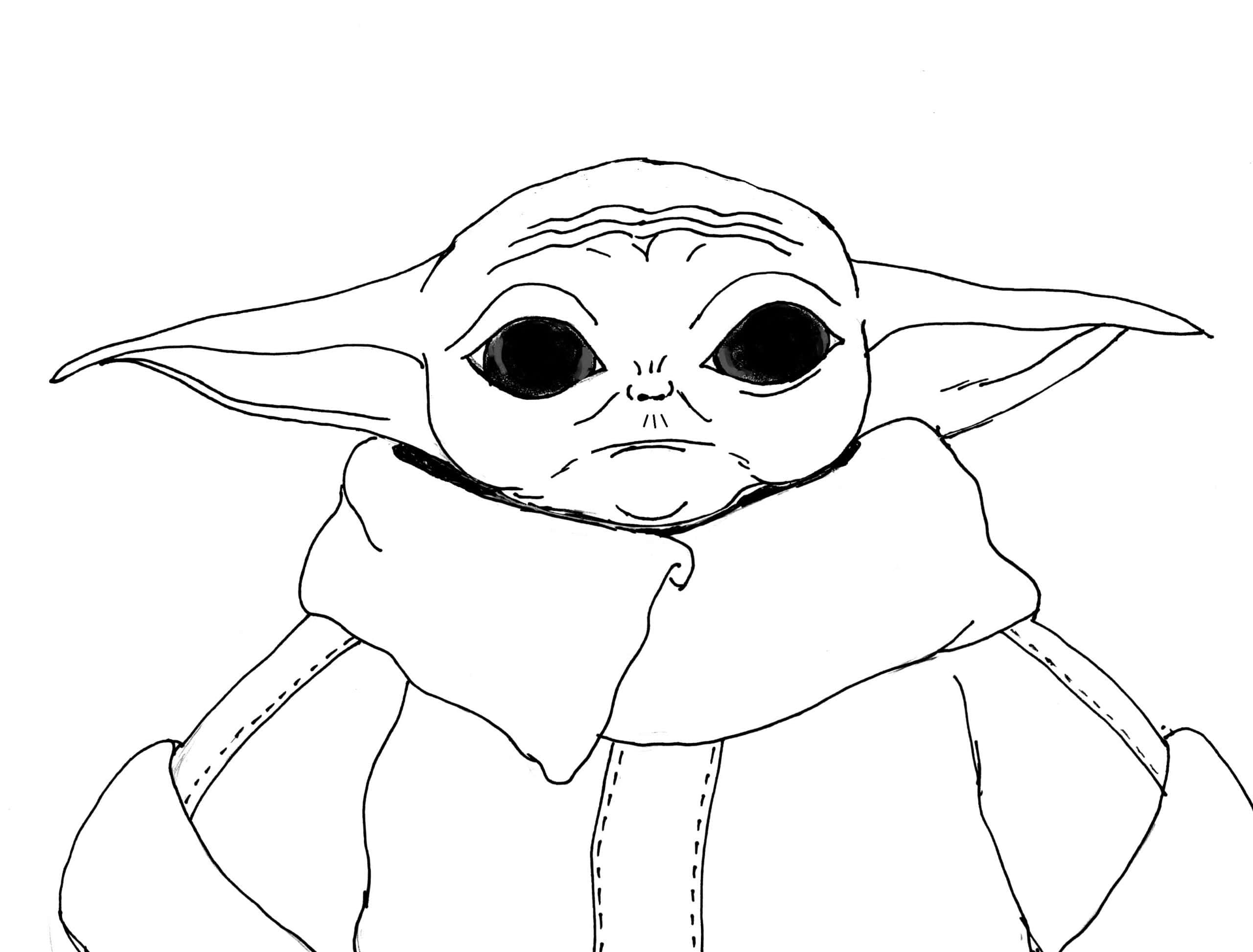 Baby Download Sketch Baby Yoda Drawing Black And White Png