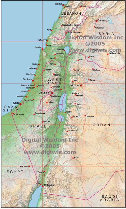 As observed on the physical map of israel above, despite its small size, the country has a highly varied topography. Israel