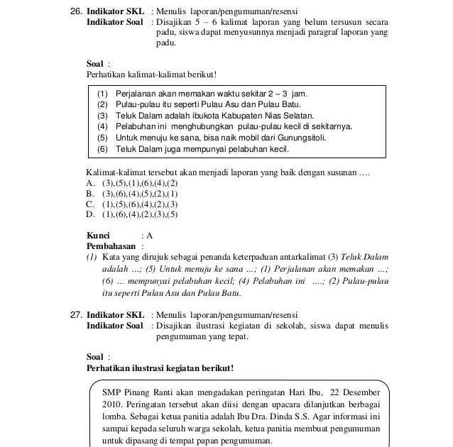 Contoh Soal 60 Bahasa Indonesia