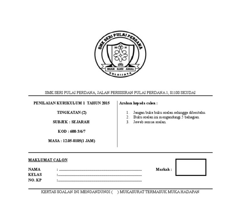 Soalan Sejarah Tingkatan 4 Pdf - Tersoal m