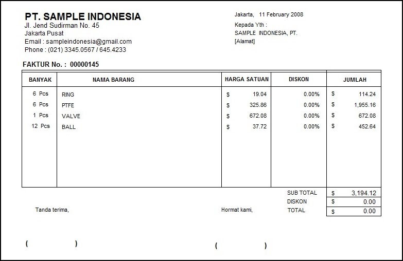 Contoh Invoice Faktur Penjualan - Top 10 Work at Home Jobs