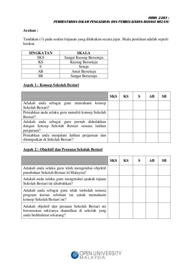 Contoh Borang Kaji Selidik Thesis - Contoh O