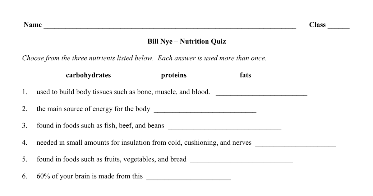 Bill Nye Nutrition Quiz Answers - Propranolols