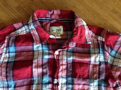 Affordable The Childrens Place Boys Short Sleeve Button Up Shirt Red Plaid M Medium 78