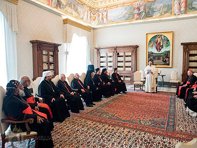 Pictures on request of the meeting of Pope Francis Francis with the patriarchs and the supreme archbishops of the eastern