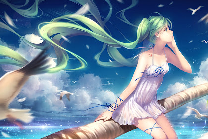 Beautiful Green Anime Girl Wallpaper