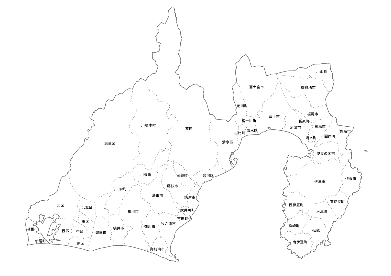 最高の静岡県 白地図 花の画像