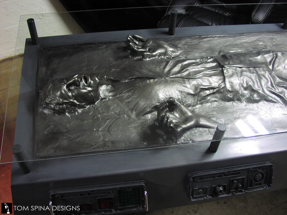 The han solo™ carbonite coffee table, a larger than average sized living room table and show stopping conversation piece. Star Wars Han Solo Carbonite Desk Custom Furniture Tom Spina Designs Tom Spina Designs