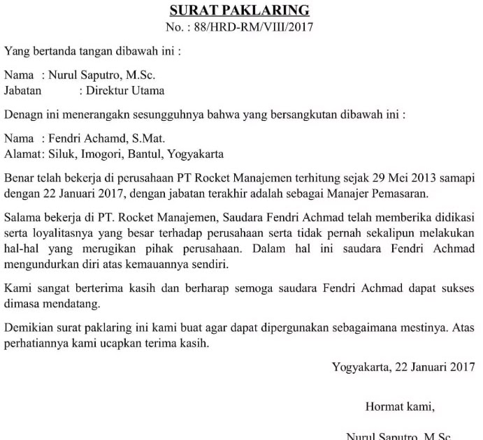 Contoh Surat Pengunduran Diri Security Outsourcing Berbagi Contoh Surat