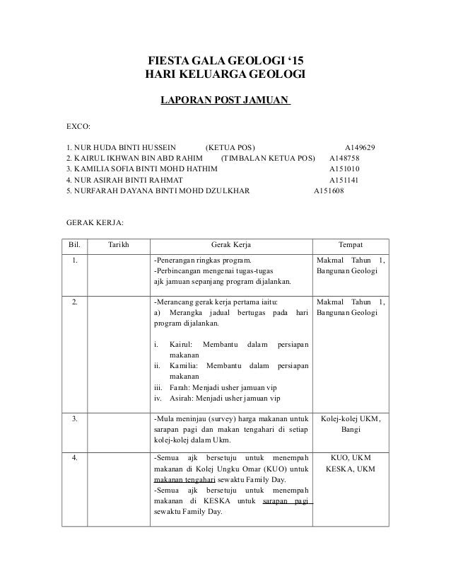 Contoh Kertas Kerja Jamuan Makan Malam - Blogefeller