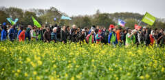 Activists during a demonstration called by the collective Bassines Non Merci against the basins near the construction site of a new water reserve for agricultural irrigation. In Sainte Soline on October 29, 2022.//AMEZUGO_0006257/Credit:UGO AMEZ/SIPA/2210292220/Credit:UGO AMEZ/SIPA/2210292228