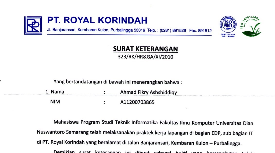 Contoh Surat Keterangan Kuliah Kerja Praktek Contoh Surat Arsip Terbaru 2020