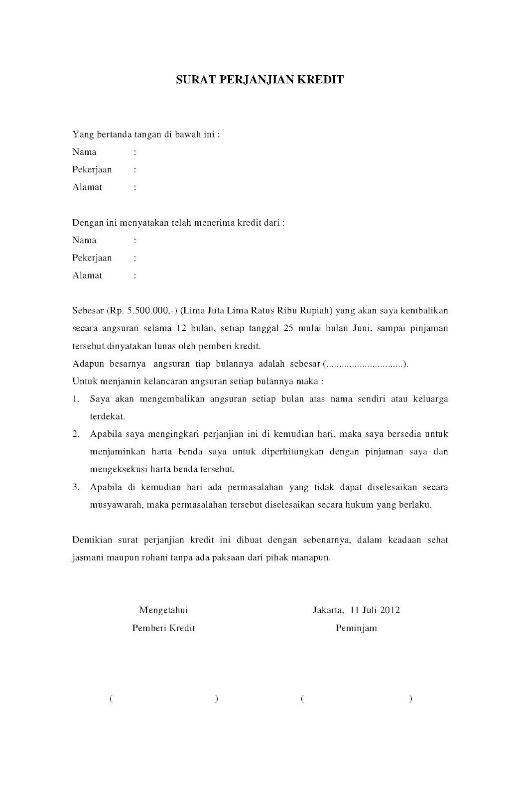 Contoh Surat Kontrak Kerja Ekspedisi Contoh Surat