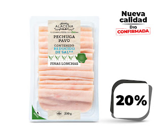 Pechuga de pavo bajo en sal, finas lonchas, Dia Nuestra Alacena 200g