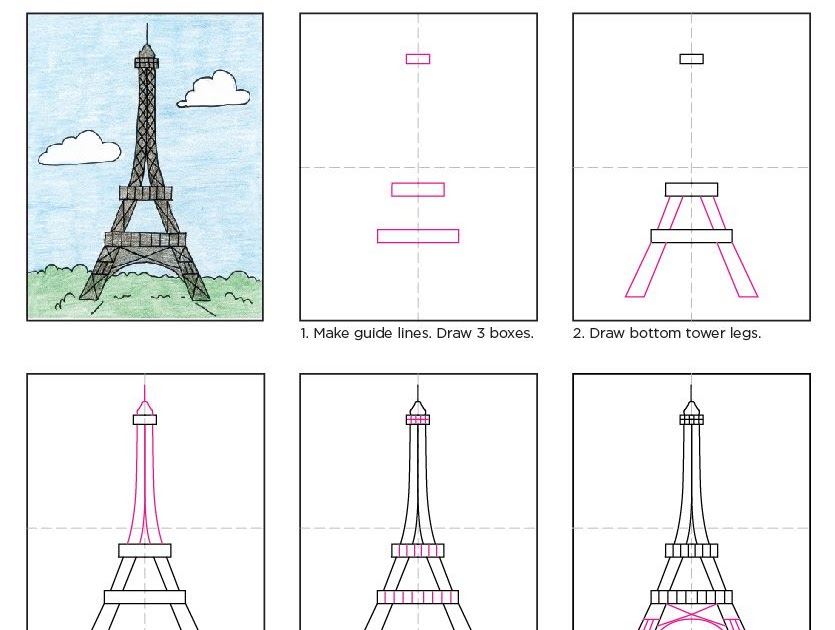 Eiffel Tower Drawing Step By Step - Carinewbi