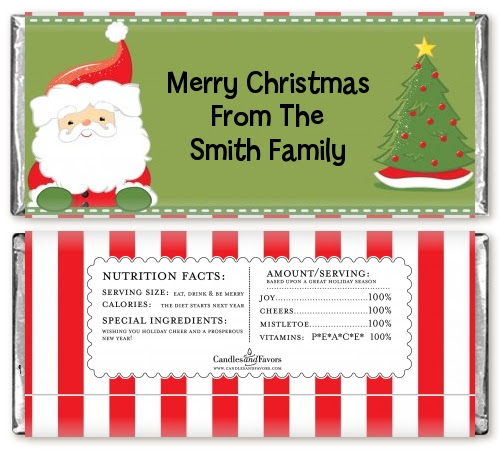 I made some christmas candy bar wrappers that take minutes to print and add. Santa Claus Christmas Candy Bar Wrappers Candles Favors