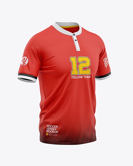 Download Men's Soccer Henley Collar Jersey PSD Mockup Front Half ...