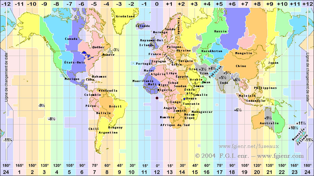 Plus bas pour le différentiel d'heures entre le québec et le. Carte Fuseau Horaire Du Monde Carte Du Monde