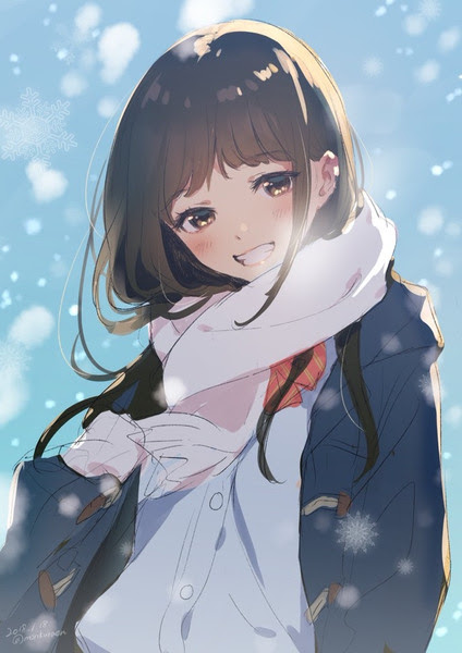 Badalii マフラー 冬 女の子 イラスト