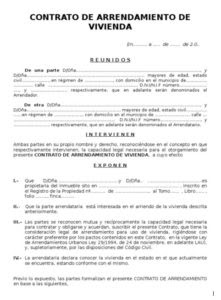 Ejemplo De Contrato De Arrendamiento De Vivienda Sencillo