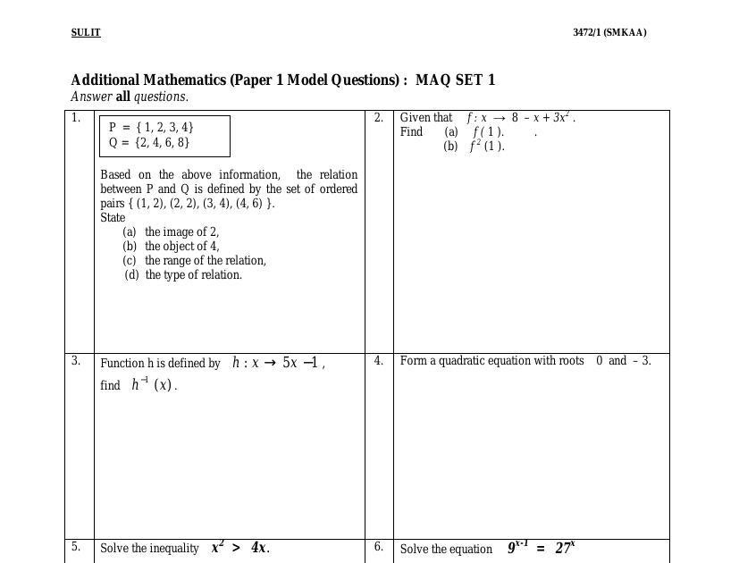 Contoh Soalan Ujian Matematik Tingkatan 4 - Clone 408