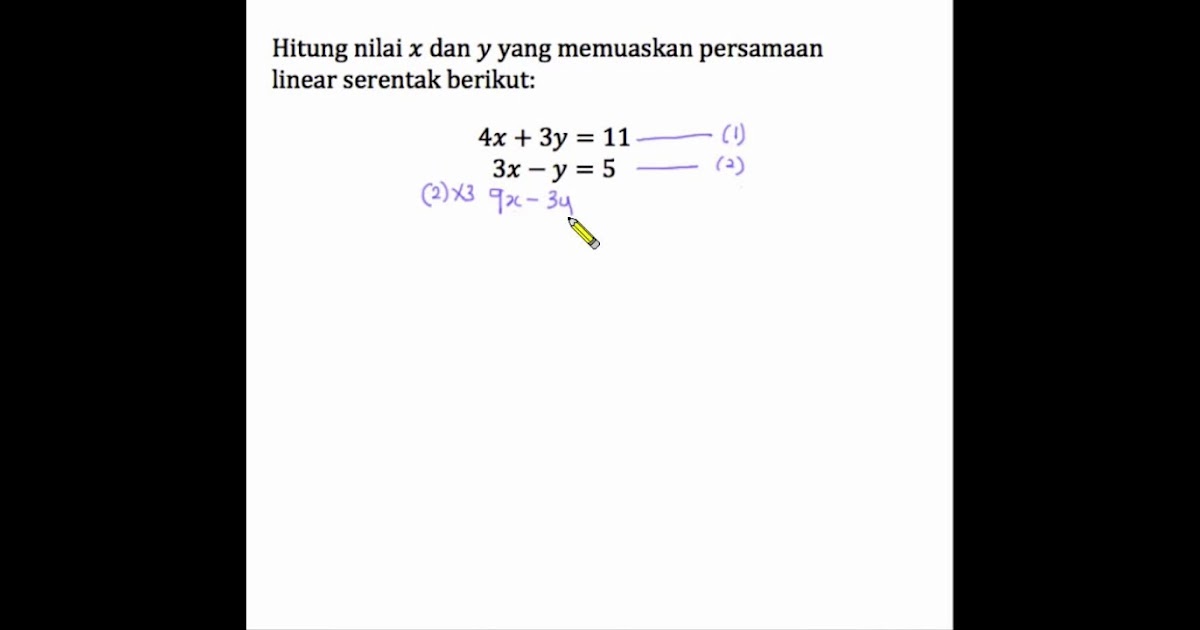 Contoh Soalan Persamaan Linear Tingkatan 2 - Muharram b