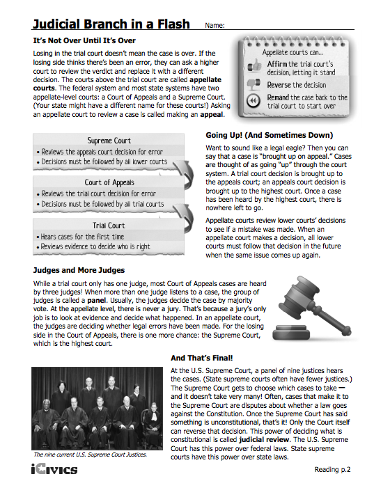Judicial Branch In A Flash Icivics Answers : 34 Congress ...