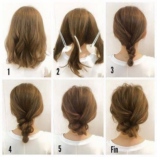 Feathered layers swirl around the head creating texture and movement for straight hair. 60 Medium Hair Updos That Are As Easy As 1 2 3 Hair Motive