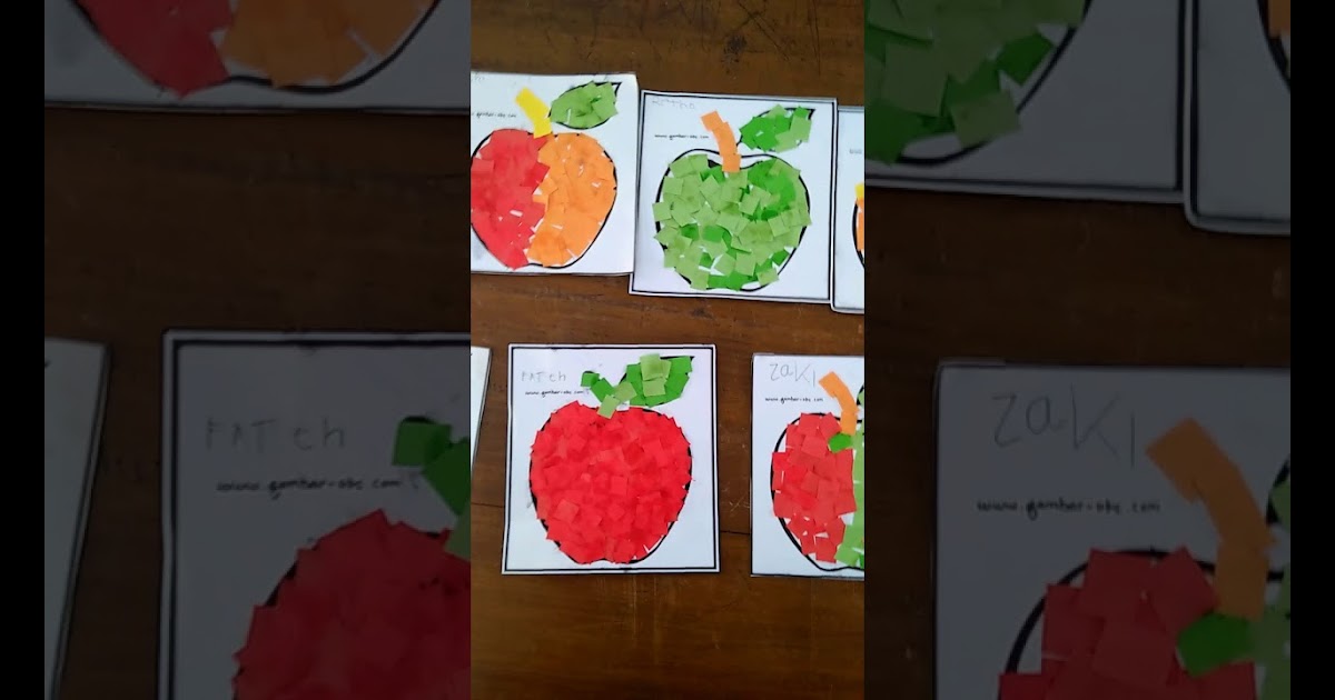 Gambar Kolase Buah Apel  Dari Kertas  Origami  Gambar Buah 