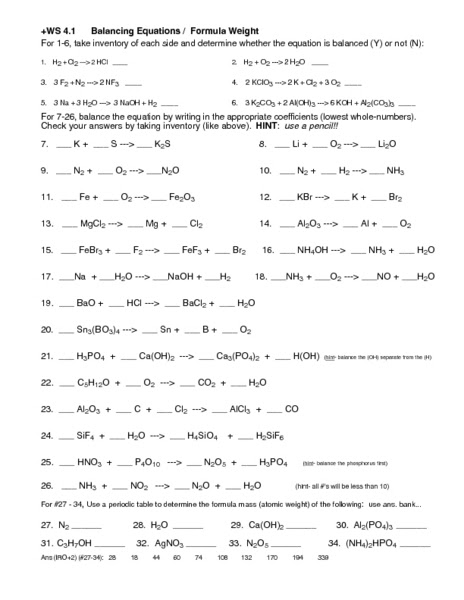 5 what are different types of chemical equations? Types Of Chemical Reactions And Balancing Equations Worksheet Tessshebaylo