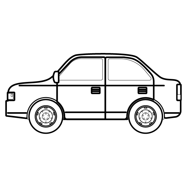 車 イラスト かわいい 白黒 Kuruma