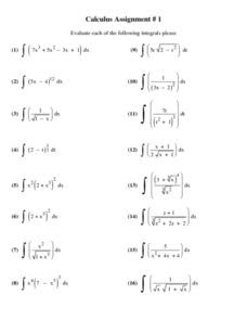 These calculus worksheets consist of integration, differential equation, differentiation, and applications worksheets for your use. Calculus Assignment 1 Integrals Worksheet For 10th 12th Grade Lesson Planet
