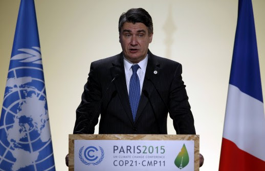 Croatian Prime Minister Zoran Milanovic at Paris UN summit on climate change Photo: HINA