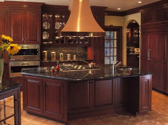 Black granite countertops dark cabinets