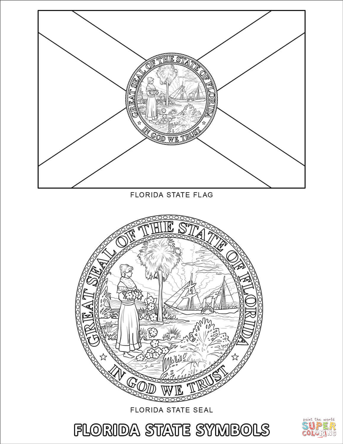 Florida state animal coloring page. Florida State Symbols Coloring Page Free Printable Coloring Pages