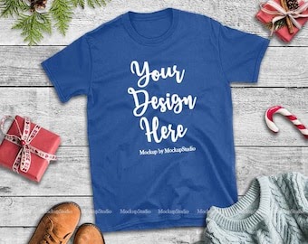 Download Christmas T-Shirt Mockup, Royal Blue Gildan 64000 Tshirt ...