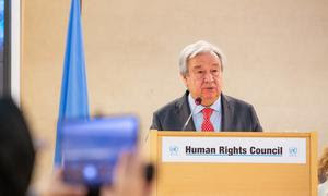 António Guterres se dirige al Consejo de Derechos Humanos.