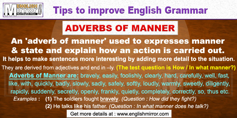 · i have been riding horses for several years. Adverbs Of Manner A Word Used To Explain How An Action Is Carried Out English Mirror