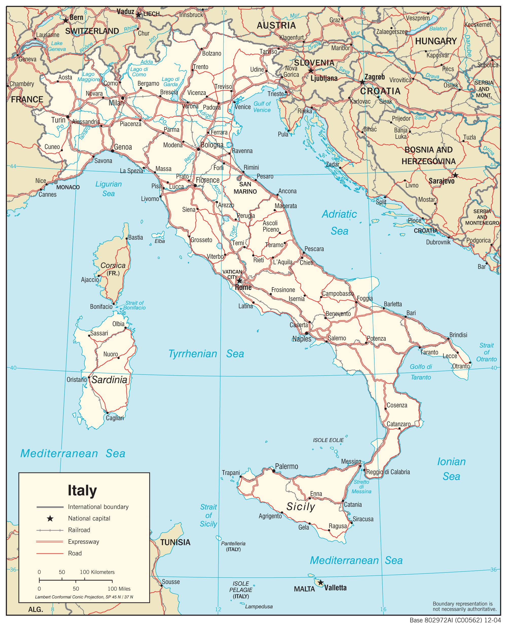 Simple vector map with contour, shape, outline, on white. Italy Maps Perry Castaneda Map Collection Ut Library Online