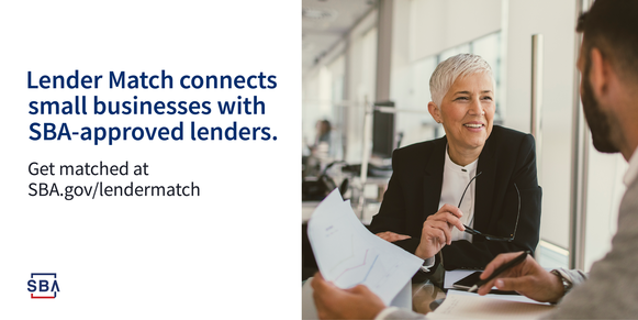 Lender Match connects small businesses with SBA-approved lenders. Get matched at SBA.gov/lendermatch