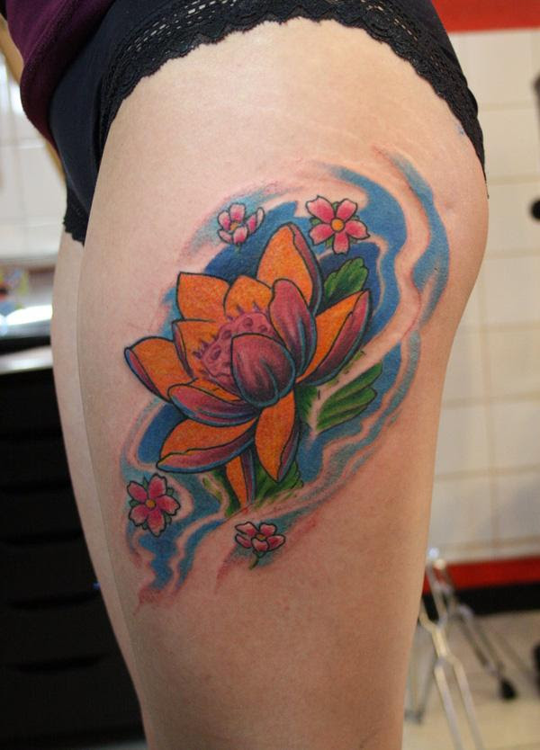  Desain Tato Bunga Teratai  Imej Blog