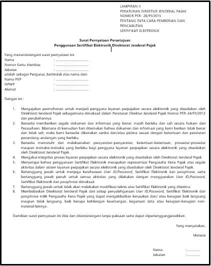 Surat Pernyataan Persetujuan Penggunaan Sertifikat Elektronik Doc Contoh Seputar Surat