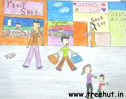 How to draw village scenery with pencil how to draw village scenery with pencil and mastering the drawing of scenery is deemed to be an… india flower market street painting by dominique amendola. Market Scene Child Art