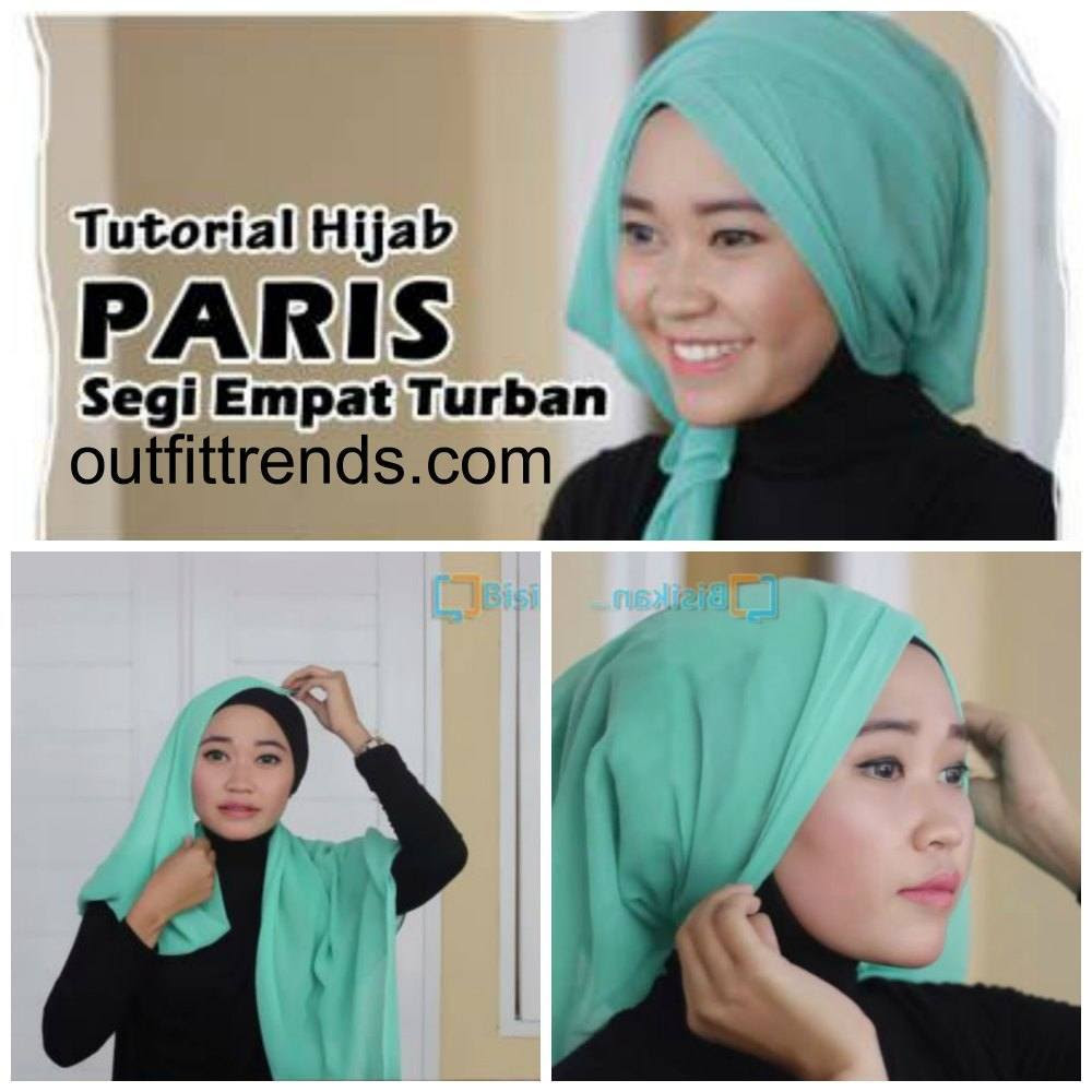 Gambar Tutorial Hijab Turki Segi Empat  Tutorial Hijab