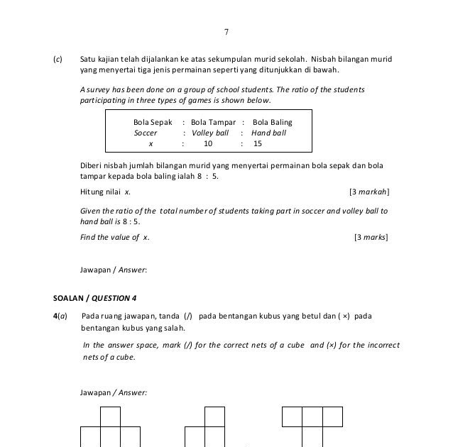 Soalan Matematik Ruang - Selangor j