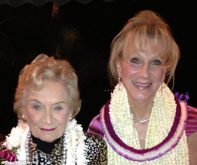 Wedded bliss: Native Hawaiian multimillionaire heiress Abigail Kawananakoa, 91 (left), on Sunday married her partner of 21 years, Veronica Gail Worth, 63 (pictured at the ceremony)