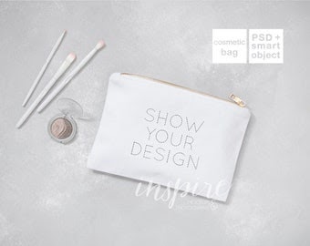 Download Cosmetic Bag Mockup / Add your design / Zippered Canvas ...